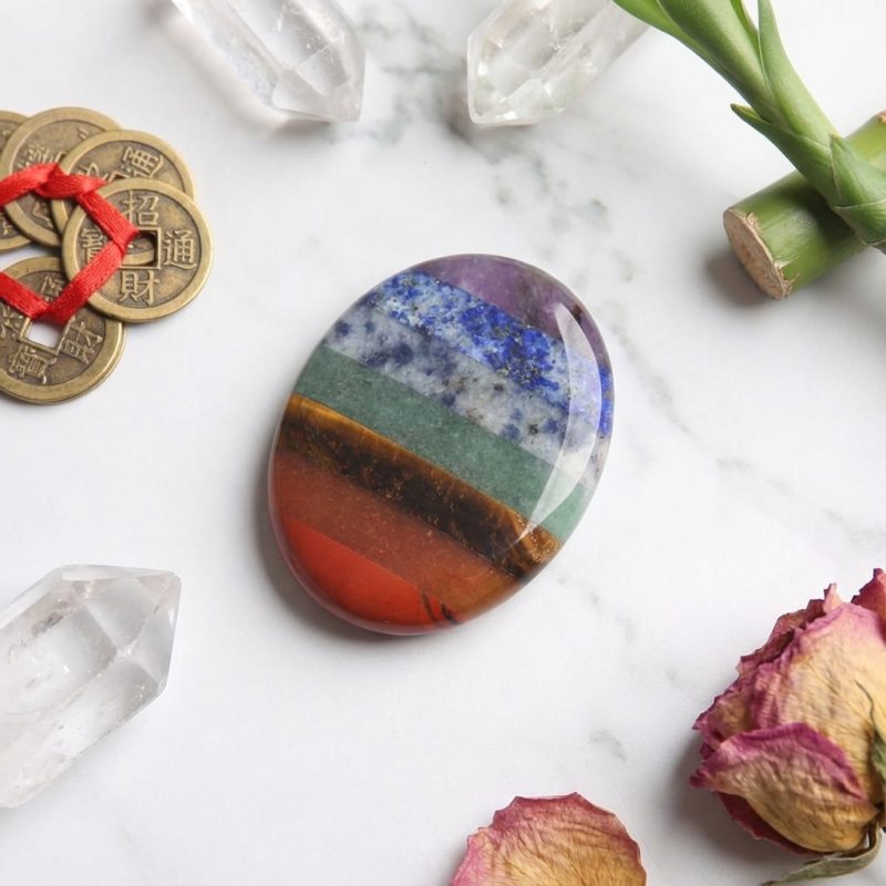 7 Chakra Worry Stone - For Anxiety & Stress - Professional Photo