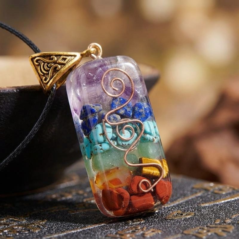 7 Chakra Orgone Necklace - Energy Healing & EMF Protection - Professional Photo