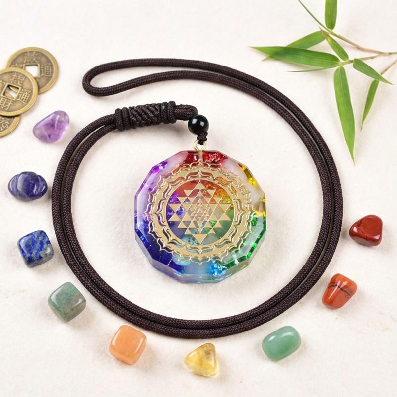 Chakra Orgonite Necklace - Balances Orgone Energy & EMF Protection - Professional Photo