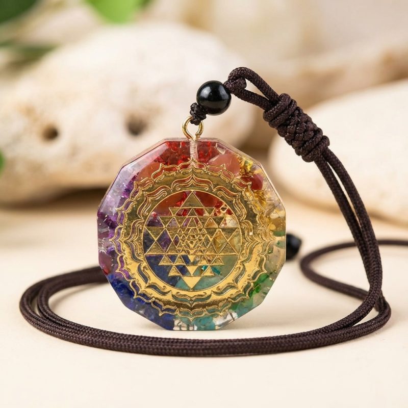 Chakra Orgonite Necklace - Balances Orgone Energy & EMF Protection - Professional Photo