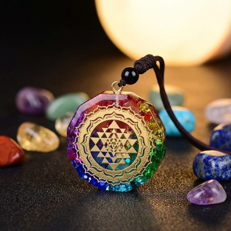 Chakra Orgonite Necklace - Balances Orgone Energy & EMF Protection - Professional Photo