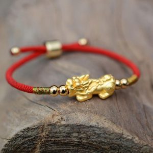 Feng Shui Piyao Wealth Bracelet - Red String - Professional Photo