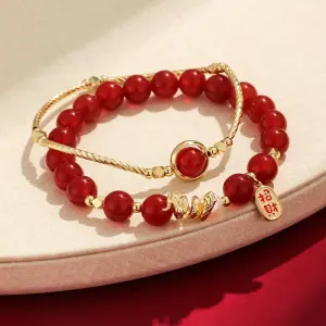 Red Agate Fu Bracelet Set - Professional Photo