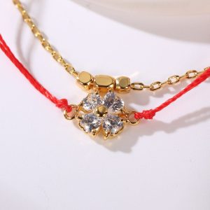 Red String Lucky Clover Bracelet - Professional Photo