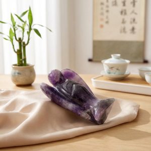 Amethyst Guardian Angel Statue - Crystal Angel Ornament - Professional Photo