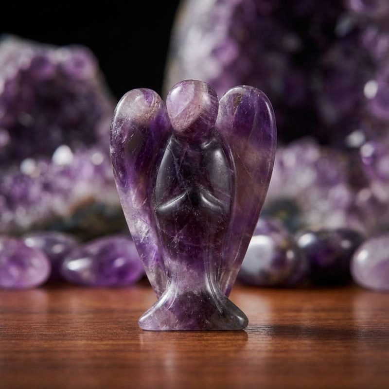 Amethyst Guardian Angel Statue - Crystal Angel Ornament - Professional Photo