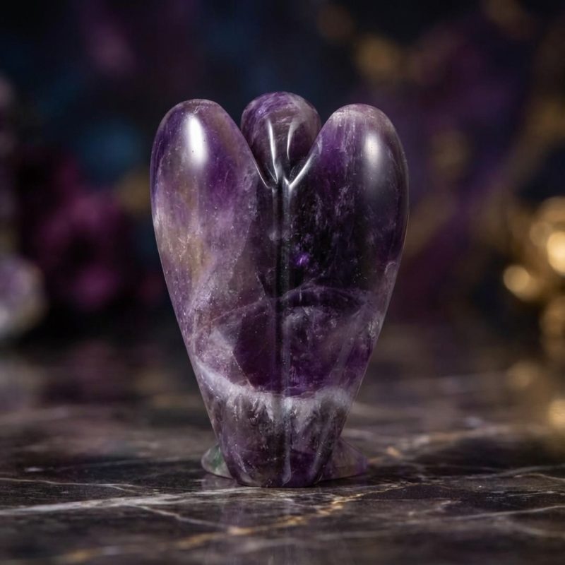 Amethyst Guardian Angel Statue - Crystal Angel Ornament - Professional Photo