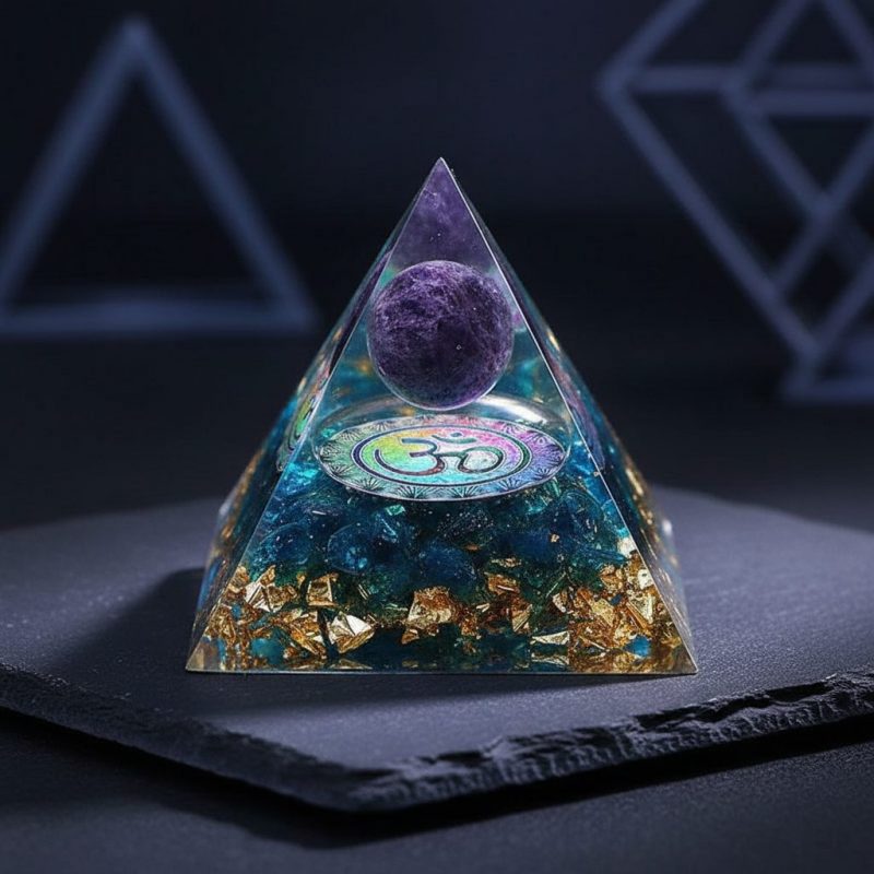 Amethyst Orgonite Pyramid - Orgone Energy Generator - Professional Photo