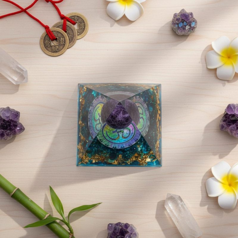 Amethyst Orgonite Pyramid - Orgone Energy Generator - Professional Photo