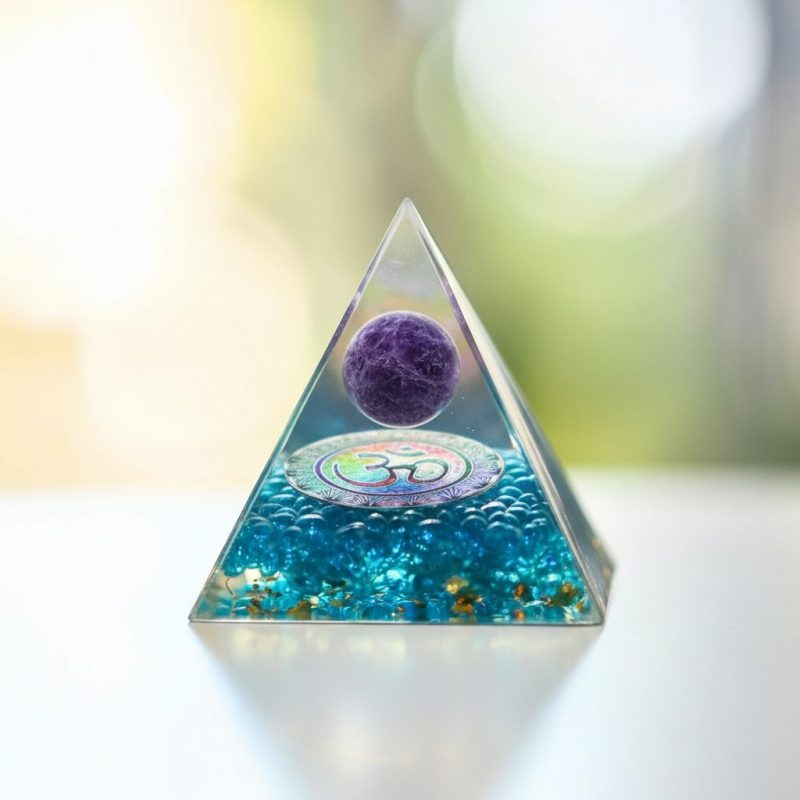 Amethyst Orgonite Pyramid - Orgone Energy Generator - Professional Photo