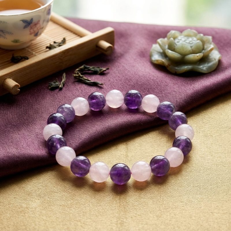 Gratitude Bracelet – Amethyst, Rose Quartz - Professional Photo