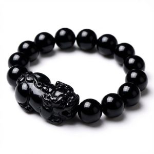 Black Obsidian Pixiu Bracelet - Wealth Protection - Professional Photo