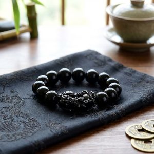 Black Obsidian Pixiu Bracelet - Wealth Protection - Professional Photo
