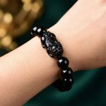 Black Obsidian Pixiu Bracelet - Wealth Protection - Professional Photo