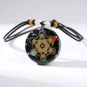 Black Tourmaline Metatron’s Cube Orgonite Protection Necklace - Professional Photo