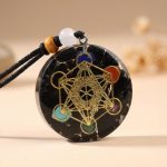 Black Tourmaline Metatron’s Cube Orgonite Protection Necklace - Professional Photo
