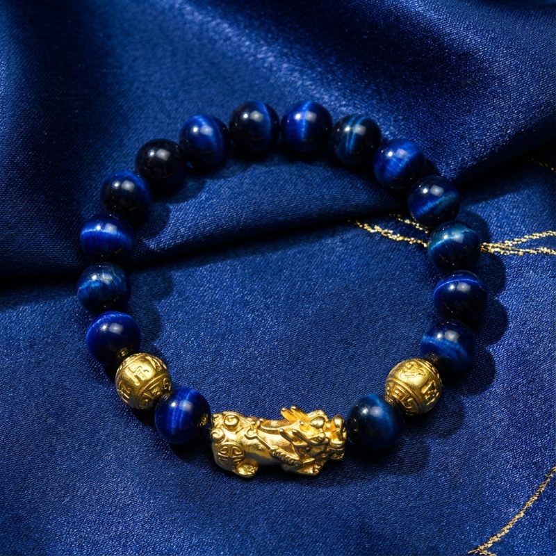 Blue Tiger Eye Pixiu Bracelet - Wealth & Confidence - Professional Photo