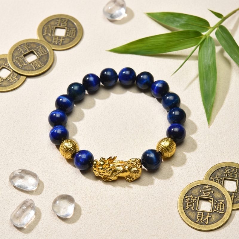 Blue Tiger Eye Pixiu Bracelet - Wealth & Confidence - Professional Photo