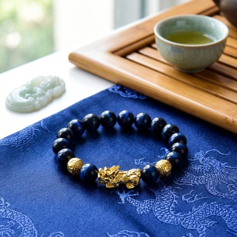 Blue Tiger Eye Pixiu Bracelet - Wealth & Confidence - Professional Photo