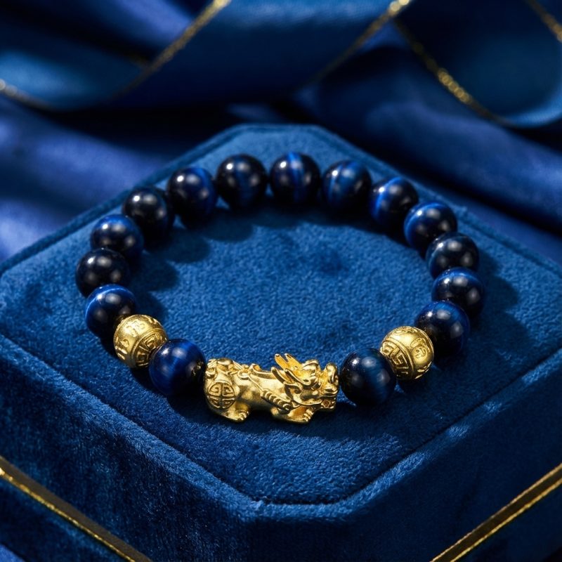 Blue Tiger Eye Pixiu Bracelet - Wealth & Confidence - Professional Photo