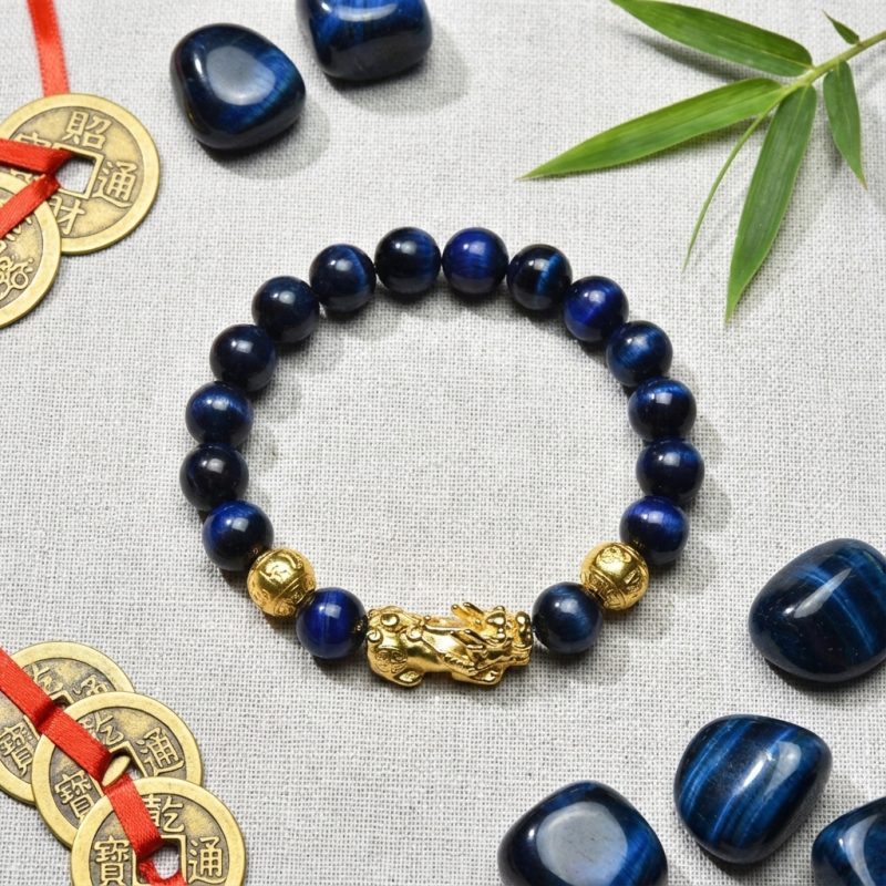 Blue Tiger Eye Pixiu Bracelet - Wealth & Confidence - Professional Photo