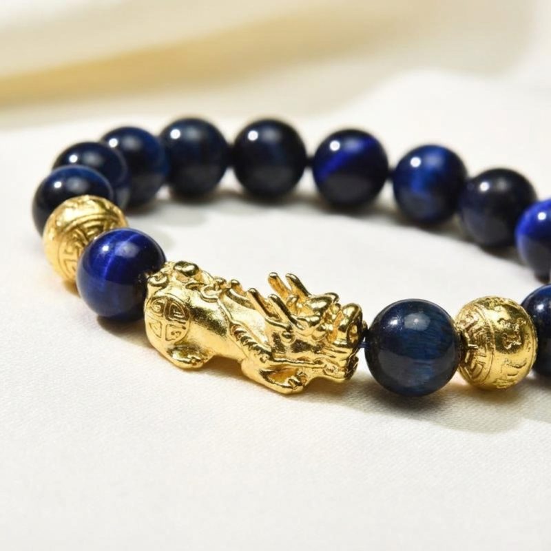 Blue Tiger Eye Pixiu Bracelet - Wealth & Confidence - Professional Photo