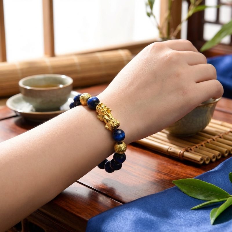 Blue Tiger Eye Pixiu Bracelet - Wealth & Confidence - Professional Photo