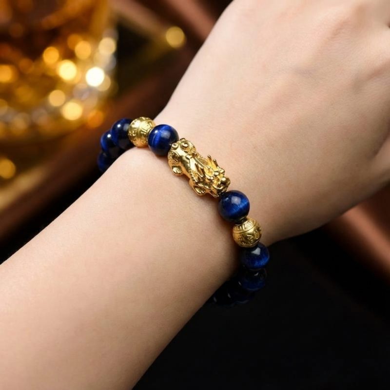 Blue Tiger Eye Pixiu Bracelet - Wealth & Confidence - Professional Photo