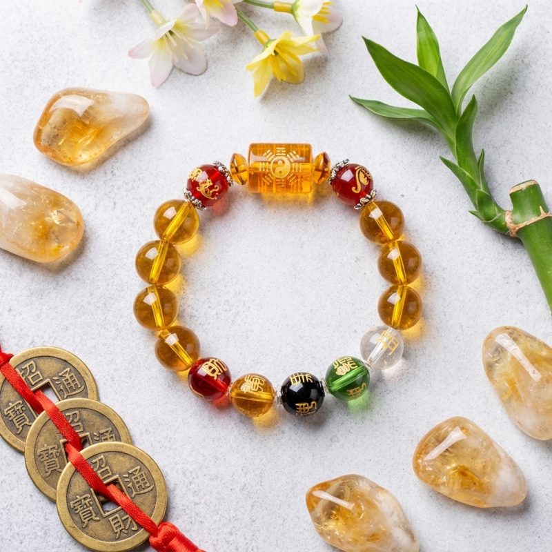 Citrine the God of Wealth Bracelet & The 5 Element Crystals - Professional Photo