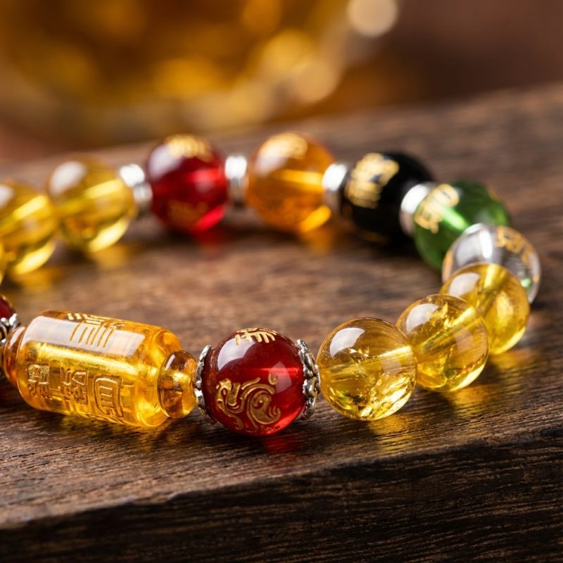 Citrine the God of Wealth Bracelet & The 5 Element Crystals - Professional Photo