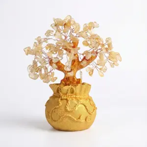 Citrine Money Tree for Prosperity - Feng Shui Gemstone Ornament - Professional Photo