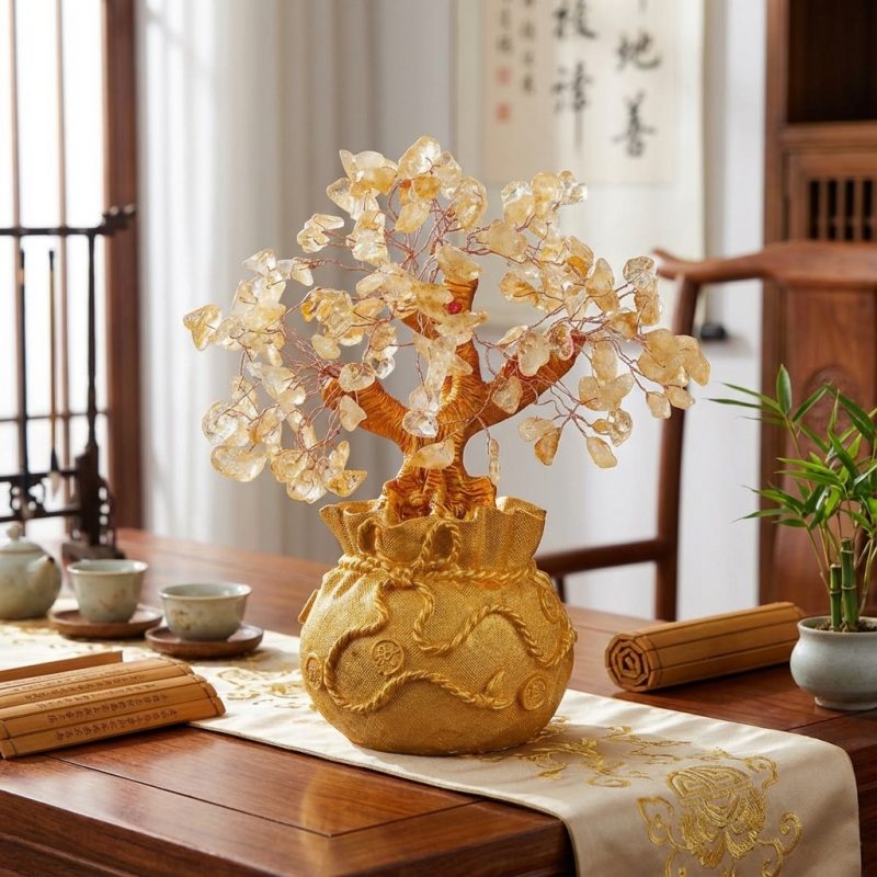 Citrine Money Tree for Prosperity - Feng Shui Gemstone Ornament - Professional Photo
