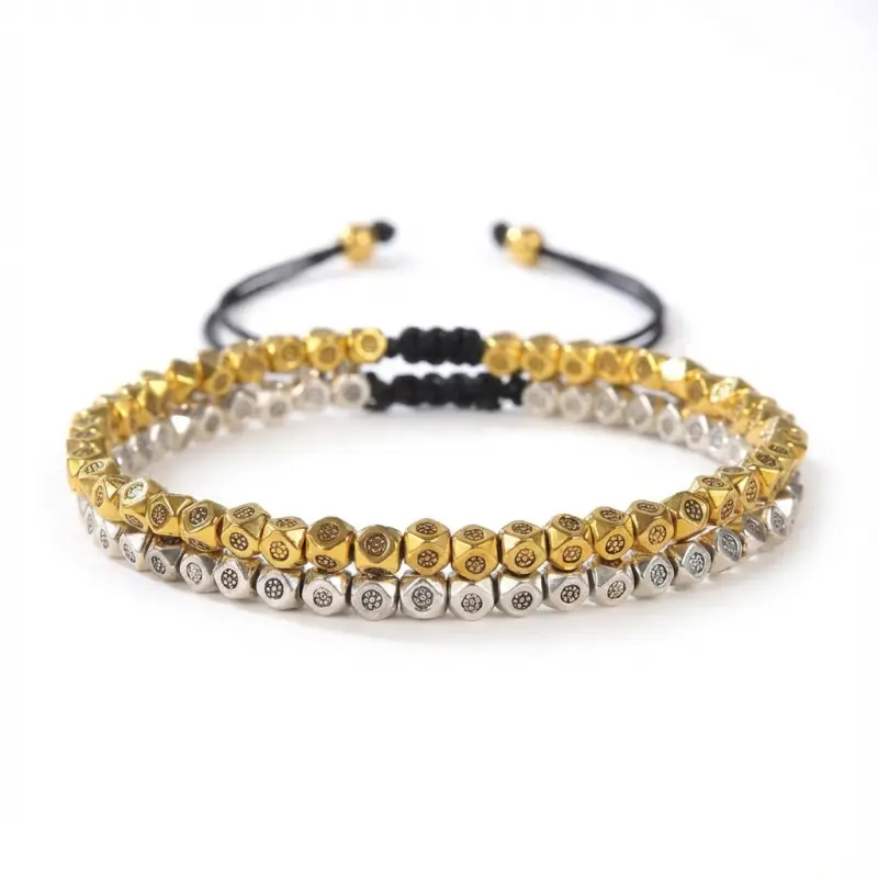 Copper Beads Harmony & Healing Bracelet - Silver, Gold Colors - Professional Photo