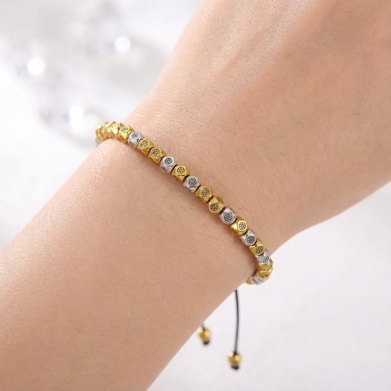 Copper Beads Harmony & Healing Bracelet - Silver, Gold Colors - Professional Photo