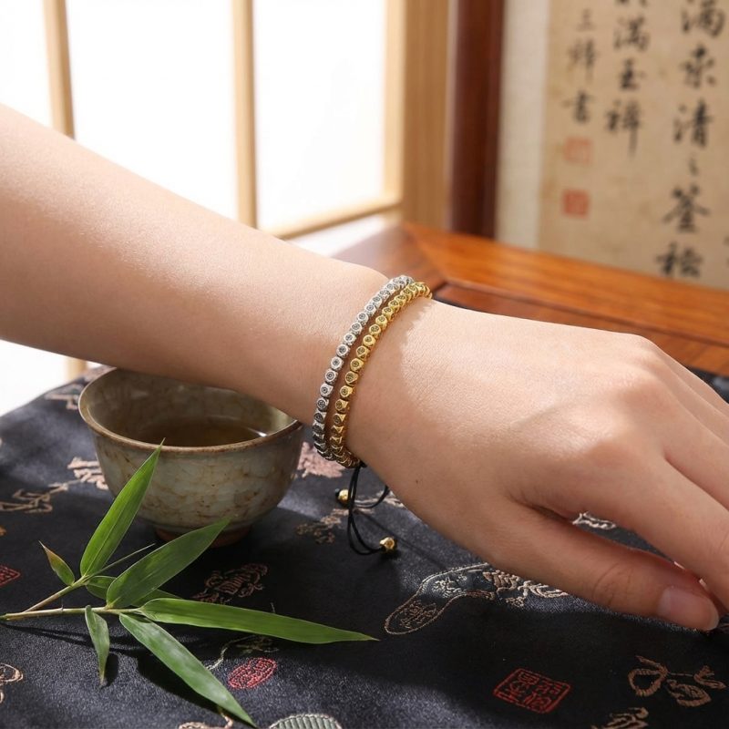 Copper Beads Harmony & Healing Bracelet - Silver, Gold Colors - Professional Photo