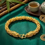 Double-Headed Golden Dragon Luck Bracelet - Professional Photo