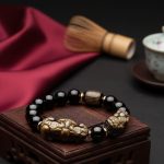 Natural Gold Obsidian Double Pixiu Bracelet - Professional Photo