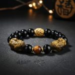 Natural Gold Obsidian Double Pixiu Bracelet - Professional Photo