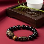 Natural Gold Obsidian Double Pixiu Bracelet - Professional Photo
