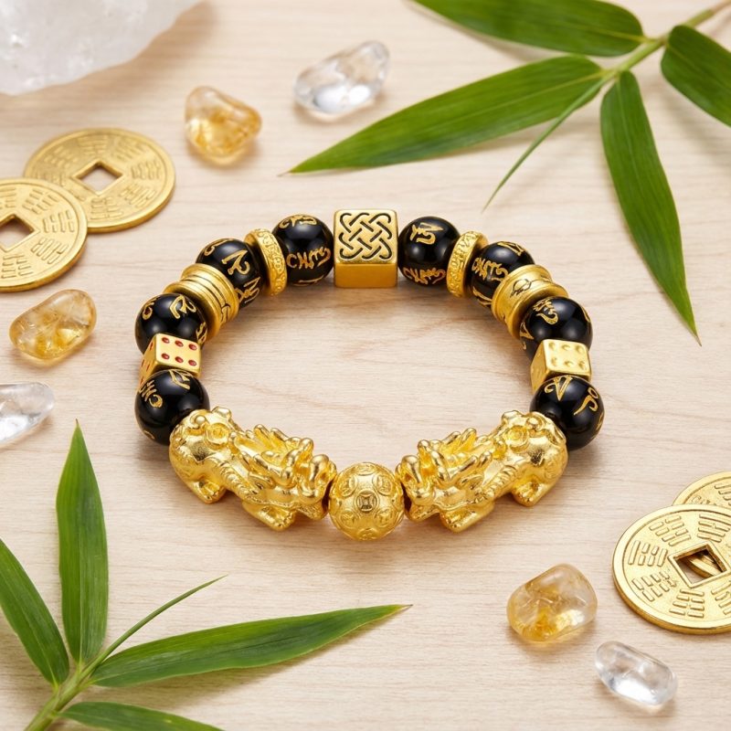 Gold-Plated Double Pixiu Bracelet - Extreme Wealth & Protection - Professional Photo