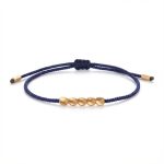 Five Lucky Beads Copper Bracelet - Blue & Red String - Professional Photo
