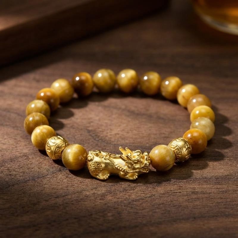 Exclusive: Gold Tiger Eye Pixiu Bracelet - Professional Photo