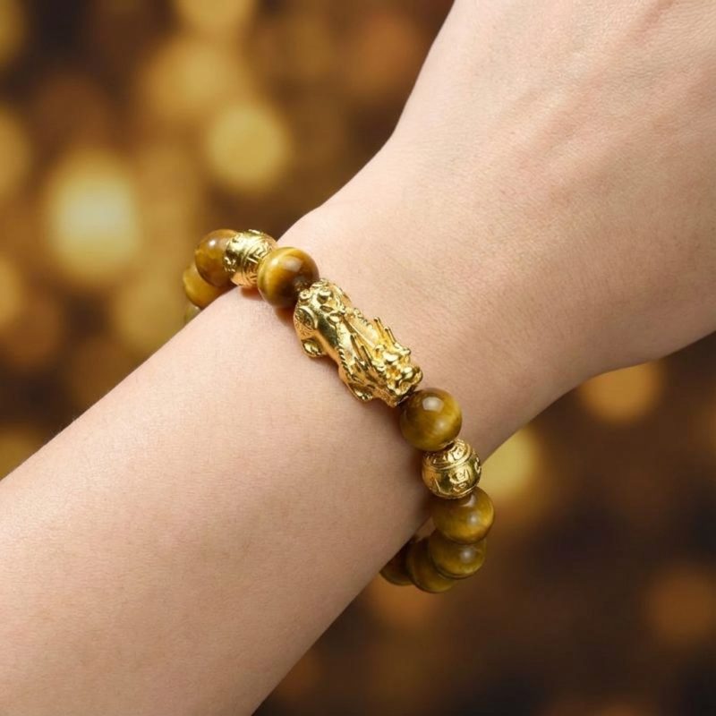 Exclusive: Gold Tiger Eye Pixiu Bracelet - Professional Photo