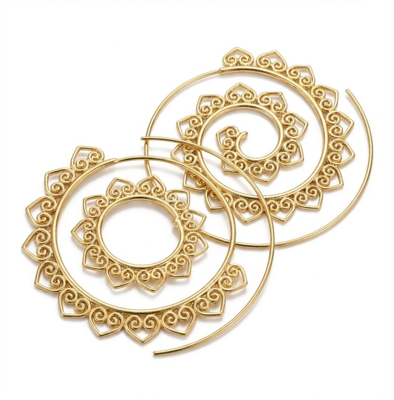 Spiral Hippie Hoops - Large Statement Earrings - Professional Photo