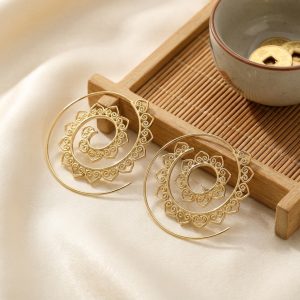 Spiral Hippie Hoops - Large Statement Earrings - Professional Photo