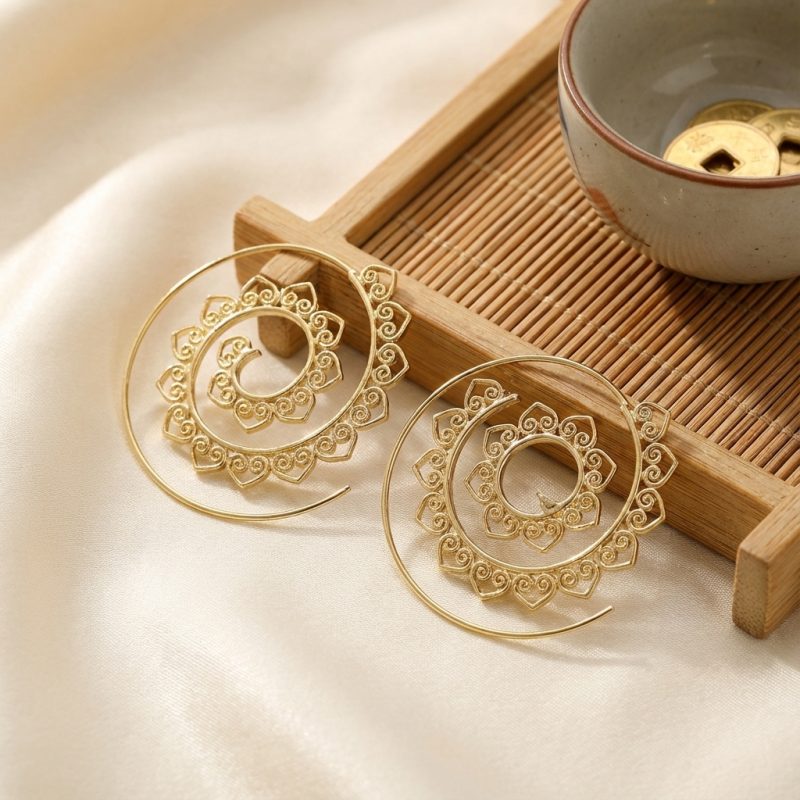 Spiral Hippie Hoops - Large Statement Earrings - Professional Photo