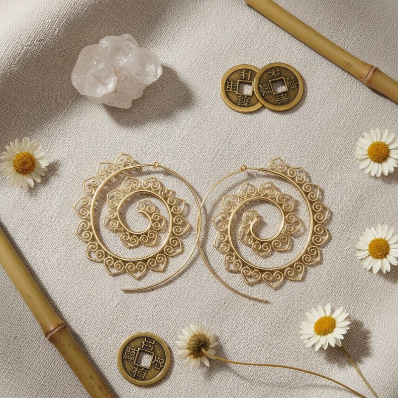 Spiral Hippie Hoops - Large Statement Earrings - Professional Photo