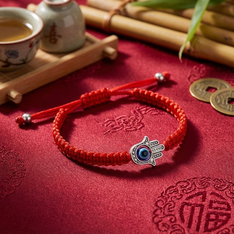Hamsa Hand Red String Bracelet - Evil Eye Protection - Professional Photo