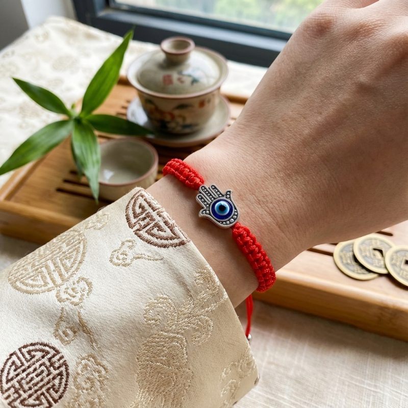 Hamsa Hand Red String Bracelet - Evil Eye Protection - Professional Photo
