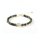 Exclusive: Hetian Jade Peridot Lucky Bamboo Bracelet - Professional Photo